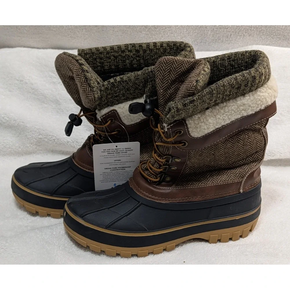 Dream Pairs Winter Snow Boots Brown women Size 4 warm insulated Waterproof shoe